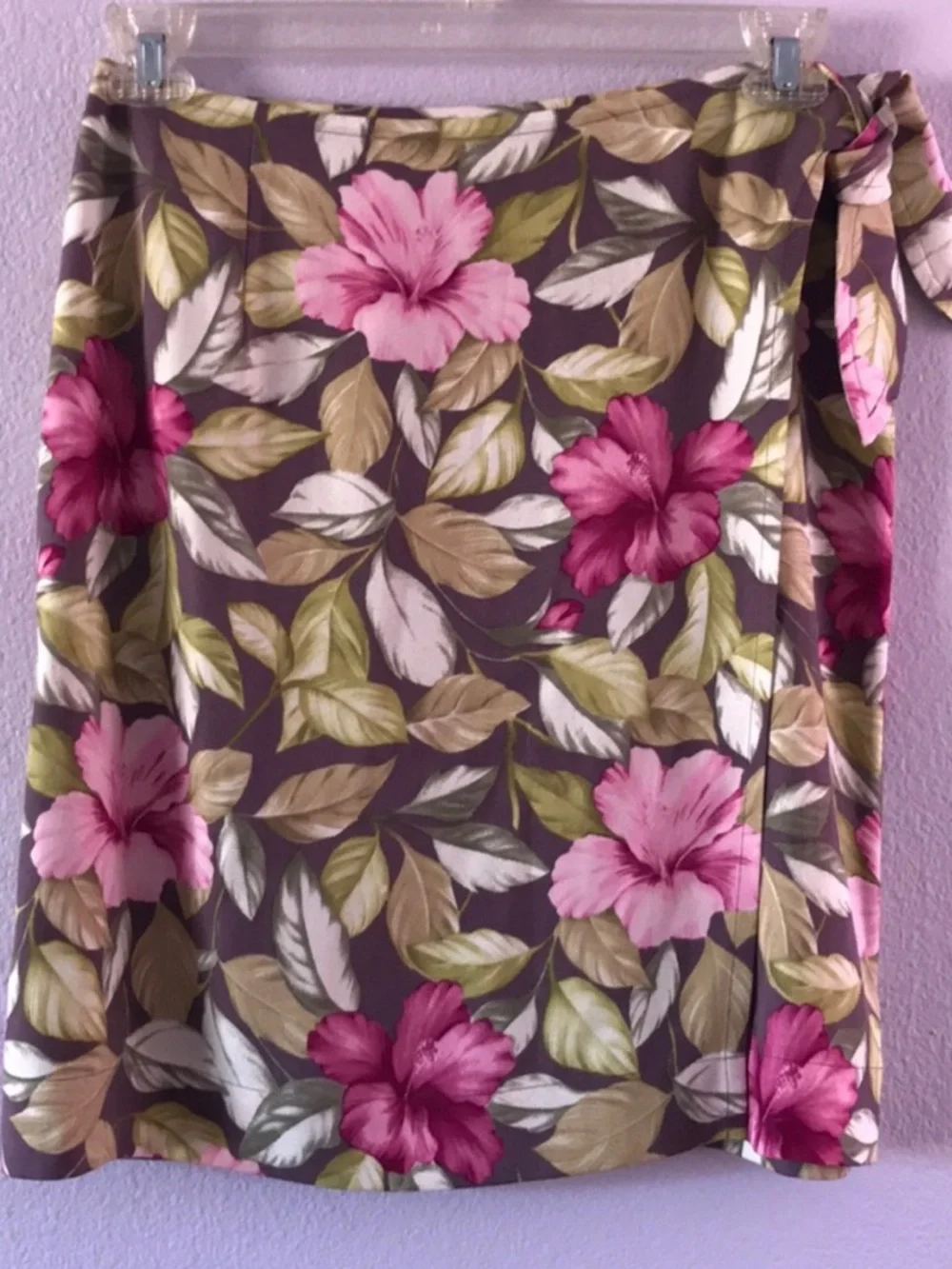Vintage Tommy Bahama Dusty Mauve & Olive Tropical Silk Skirt